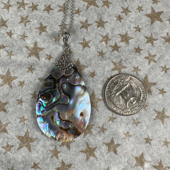 NEW Silver & Genuine Abalone Shell Pendant - Picture 4 of 6